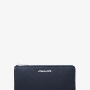 Jet Set Travel Large Saffiano Leather Quarter-Zip Wallet
