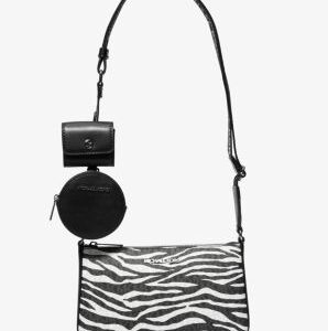 Jet Set Leather Medium Animal Print Logo Crossbody Bag with Case for Apple Airpods Pro