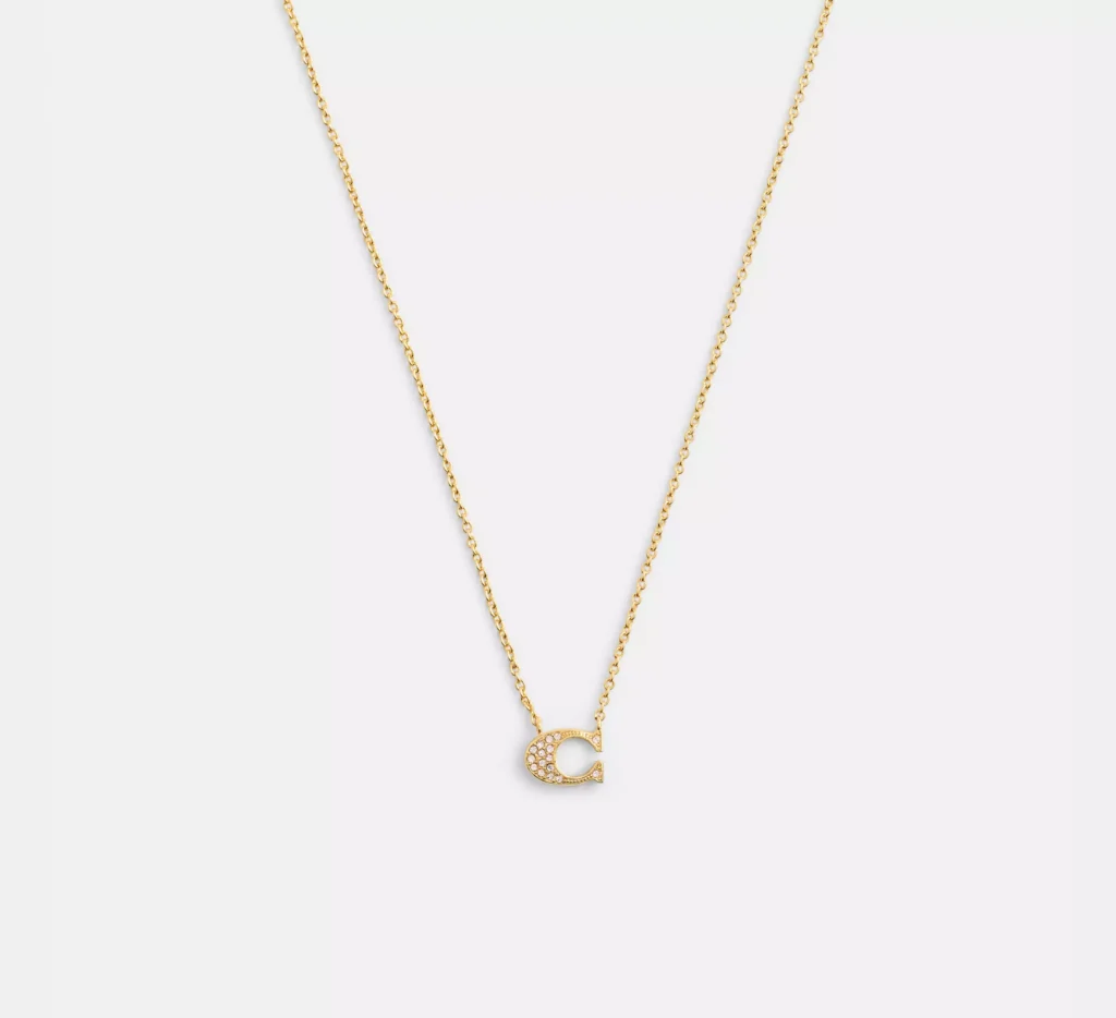 Pave Signature Necklace/ Gold
