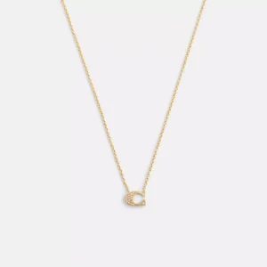 Pave Signature Necklace/ Gold