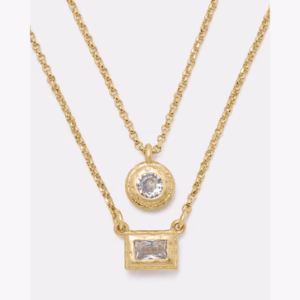 Elegant Edge Double Necklace Set/ Gold