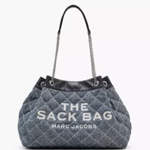 THE QUILTED DENIM LARGE CHAIN SACK BAG
