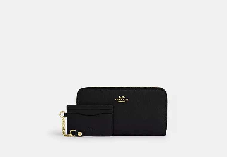 Long Zip Around Wallet With Detachable Card Case