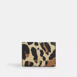 Card Holder Wallet With Leopard Print And Signature Canvas