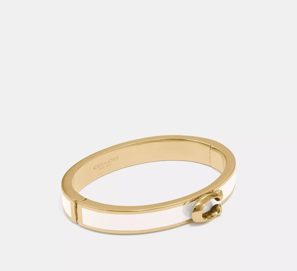 Signature Push Hinged Bangle Gold Chalk