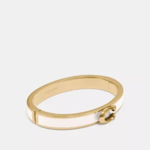 Signature Push Hinged Bangle Gold Chalk
